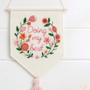 Cita personalizada Boho algodón tapiz colgante de pared personalizado bordado a mano nombre banderín Decoración - Product Image 1