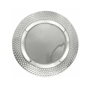 Fancy Classic Stylish Hammered Silver Metal Charger Plate for Wedding and Party Use from Indian Supplier