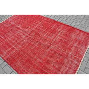 พรมวินเทจขนาดใหญ่ 5.5x8.5 ฟุต พรมปะติดสีแดงแบบตุรกี - Product Image 4