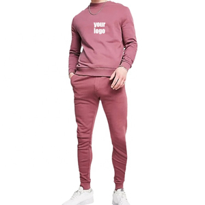 Hombres Unisex 100% algodón polar Jogger conjuntos transpirable cuello redondo sudaderas Slim Fit pantalones de chándal sólido OEM entrenamiento ecológico - Product Image 1
