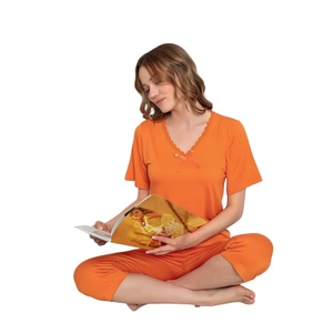 Conjunto de Pijama de Viscosa para Mujer, Camisón Capri, Túnica Corta, Ropa de Dormir Suave y Transpirable, Ropa de Casa Cómoda para Descansar - Product Image 3