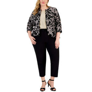 Top Peplum Ricamato da Donna Alex Evenings in Nero Taglia 1X Maglie in Maglia - Product Image 1