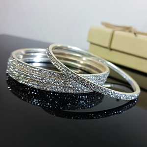 Indian <b>Bangles</b> Jewelry Crystal Rhinestone <b>Bangles</b> Bracelet Set for Women (4 pc) - Product Image 3