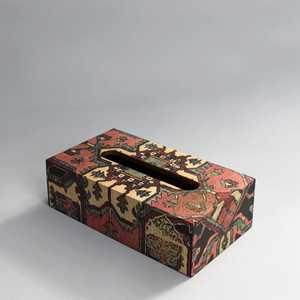 Caja de pañuelos con soporte de caja de pañuelos de madera decorativo Meena Work para uso en baño y tocador - Product Image 3