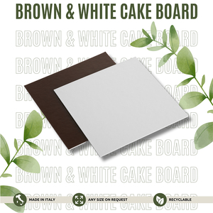 Made in Italy Laminated Disposable Rectangular Square Brown & <b>White</b> Cake <b>Board</b> Cardboard Different Size Ready To Ship - Product Image 2