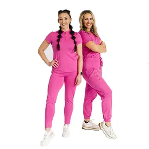 scrubs uniforms plus size stretch ceil blue pink scrub spa beauty nursing sets fashionable woman nurse for spring an summer