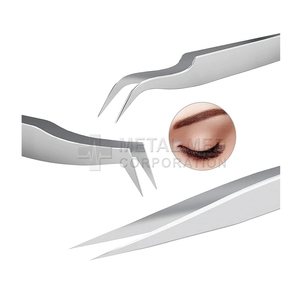 Pinzas Profesionales Ergonómicas de Acero Inoxidable para Pestañas, Puntas Inclinadas y Dentadas, Finas, Duraderas, Cómodas, para Control Preciso de las Pestañas, Uso en Salón - Product Image 2