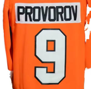 Camiseta bordada de hockey sobre hielo naranja, camiseta del equipo nacional, uniforme deportivo transpirable cosido por productos Huzaifa - Product Image 1