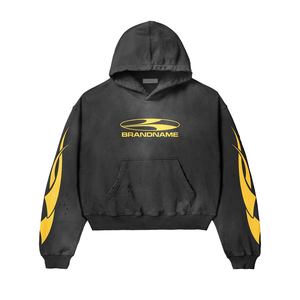 Ropa de calle, conjuntos de dos piezas ajustados de gran tamaño personalizados, Sudadera con capucha de Color naranja y pantalones, chándales de Fitness personalizados para hombres - Product Image 5