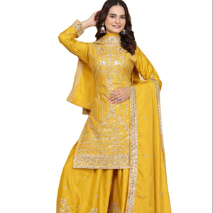 Haldi & Mahendi Fonction Spéciale Dernier Nouveau Design Jaune Couleur pastel Anarkali Salwar Kameez Avec Livraison Gratuite Dans Le Monde Entier - Product Image 1