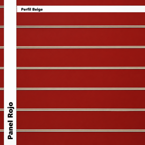 Étagères coulissantes VIMASLAT Modèle 203 Rouge Renforcées avec panneaux de mur à lattes de 19 mm, inserts en aluminium naturel de 1,2 mm, 1200x2440 mm, présentoirs - Product Image 3