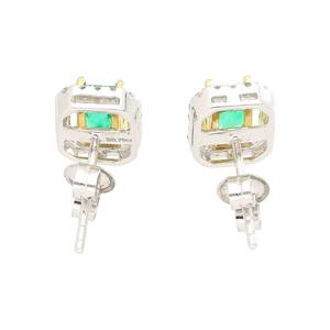 Natural <b>Emerald</b> and Diamond Halo <b>Stud</b> <b>Earrings</b> in Solid 925 Sterling Silver 1 Carat <b>Emerald</b> and Round Cut Diamond <b>Stud</b> <b>Earrings</b> - Product Image 2
