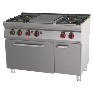 4-Burner Gas Stove with 120 Gas <b>Oven</b> GN 1/1 1 Plate Commercial Ranges - Product Image 1