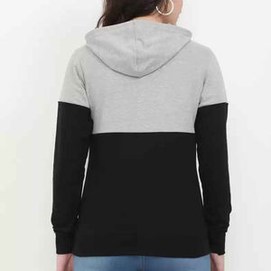Pull à capuche de créateur de couleur unie décontracté pour femmes Streetwear personnalisé avec panneau de contraste teint pour l'hiver - Product Image 6