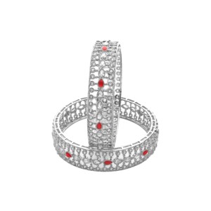 Bracelets de mode en argent AD de style ethnique de luxe de tous les jours mariage et autres occasions en laiton - Product Image 3