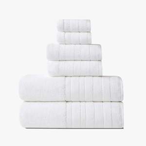 Juego de toallas de baño de algodón de lujo de 6 piezas de secado rápido suave y duradero Color sólido para hoteles Spas Baños-Hecho en Turquía - Product Image 4