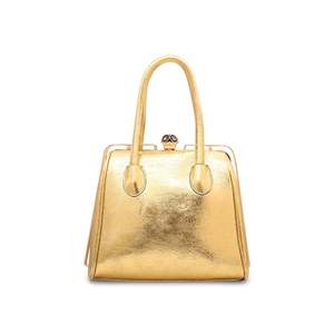 Bolso de mano Golden Fancy para niñas P35829 Cierre de solapa en forma de cruz Carácter de cocodrilo geométrico Cadena de perlas Estilo PU para fiestas - Product Image 1