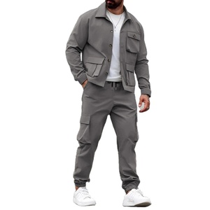 Nueva chaqueta de trabajo retro para hombre de primavera y otoño, pantalones con múltiples bolsillos, conjunto de Hardman de moda, conjunto de dos piezas de pantalones Casuales - Product Image 1