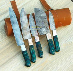 Juego de cuchillos de Chef de cocina personalizados profesionales de acero inoxidable con logotipo personalizado Cuchillos de cocina con mango de madera afilada al por mayor - Product Image 5