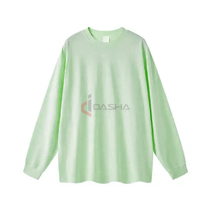Camisetas de calle de gran tamaño de alta calidad 2025, camiseta informal holgada con logotipo personalizado de cuello redondo de manga larga de Color sólido - Product Image 6
