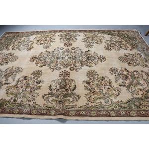 Tapis turc surdimensionné 7,1x10,6 pieds, tapis en laine vintage à bordures vertes - Product Image 4