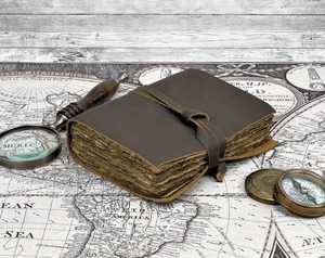 Diario de cuero encuadernado en espiral hilo de coser sillín costura perfecto regalo de aniversario de cumpleaños para esposa de marido - Product Image 1