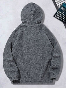 Men's 100% Cotton Blank Thick High Quality Oversized Pullover Custom logo Print <b>Sherpa</b> <b>Hoodie</b> and Sweatshirt - Product Image 6