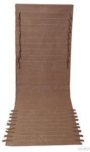 Sutralush Woven Chenille <b>Rug</b> Square Brown with White Stripes Tassel Trim Home Decor Contemporary Style Thin 0.2-0.4 in - Product Image 1