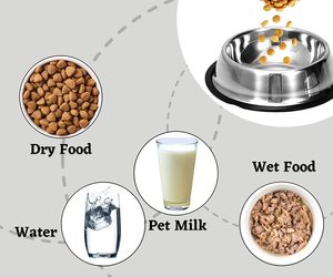 Grands bols de nourriture pour chien en acier inoxydable écologiques avec base en caoutchouc antidérapante poignée inférieure personnalisable passe au lave-vaisselle incassable - Product Image 2
