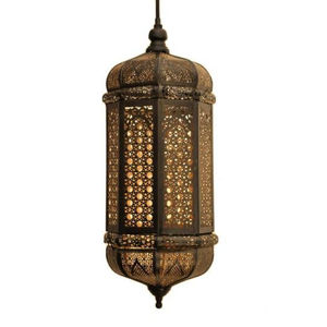 Lanterne marocaine suspendue en métal et fer, finition dorée, style vintage, lampe de plafond arabe pour la décoration de la maison - Product Image 4