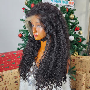 100% Raw Vietnamese Human Hair <b>Wigs</b> Burmese Curly with HD Frontal Lace Double Drawn Extensions in <b>Deep</b> <b>Wave</b> Straight Style - Product Image 3