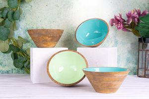 Direct Factory Sale Unique Printed Wooden <b>Salad</b> <b>Bowl</b> New Design for Home Kitchen Hotel Food Serving HF Craft Direct Supply - Product Image 2