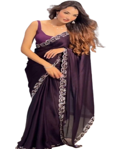 ชุดส่าหรีผ้าไหมอินเดียสำหรับเจ้าสาวชุดงานแต่งงานผ้าส่าหรี - Product Image 1