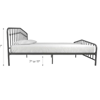 Lit en Métal avec Tête de Lit et Repose-Pieds Design Moderne Queen Size-Gris