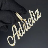 Collier personnalisé en argent sterling avec pendentif lettre serti de diamants, style hip-hop, pendentif initial, breloques fines, unisexe