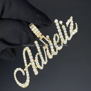 Cadena Personalizada de Letras Bling de Moissanita de Plata Esterlina, Colgante Inicial de Estilo Callejero, Colgantes Finos y Collar de Amuletos - Product Image 6