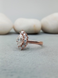 Anillo de compromiso de oro fino de 14K y 18K para mujer de lujo para GIA IGI Certified 1ct 2 Ct Natural Marquis Cut Diamond Jewelry para bodas - Product Image 2