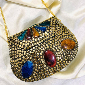 Pochette vintage en métal avec chaînes et fermeture éclair, emballage personnalisé, vente en gros à bas prix en provenance d'Inde - Product Image 4