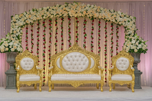 Trending Indian Wedding Furniture UK Royal Golden Throne Sofa Set DST Exports Luxury Asian Wedding Reception Stage Precio de fábrica - Product Image 3