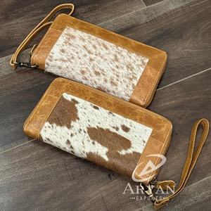 กระเป๋าสตางค์หนังวัวหรูหรามาใหม่กระเป๋าเงินหนังวัวแท้มีซิปปิดแบบรูดบัตรเครดิต - Product Image 1