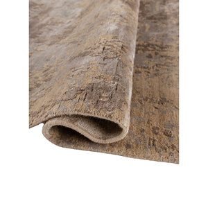 Alfombra Kavi Gris y Negra Anudada a Mano de Lana y Seda de Bambú con Patrón Abstracto para Sala de Estar o Pasillo, Tamaño 9x12 - Esk-662 - Product Image 2