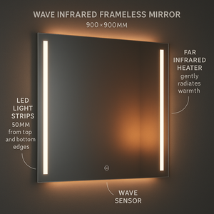 Nuevo Espejo Calefactor Cuadrado sin Marco de 500W con LED de Onda, Calentamiento Rápido, Calefactor Infrarrojo de Fibra de Carbono, Ventilación con Energía Solar - Product Image 3