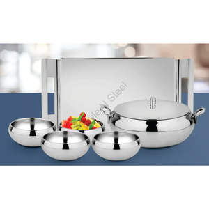 Premium Stainless Steel Serving Collection With Silver With Tray <b>Dessert</b> Serving <b>Set</b> Snacks Stylish Design - Product Image 1