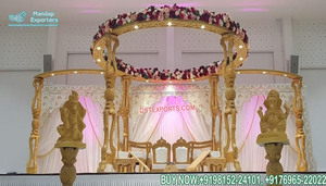 Magnifique Mandap de mariage indien en bois sculpté de fleurs, Mandap de mariage en bois sculpté à la main, Mandap de mariage très tendance - Product Image 3