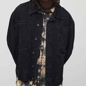 Veste en jean pour hommes à séchage rapide respirante de haute qualité noire et grise nouveau design avec logo avant de service OEM hiver - Product Image 1