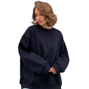 Solid Color Loose Sweater 2025 Autumn and Winter New Street Style Oversize Fleece Pullover Sweatershirt for <b>Women</b> - Product Image 1