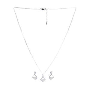 Juego de Joyería Fina para Novia, Modelo Silver Zeta Square, con Circonita, Perla y Diamante, Diseño Geométrico, Estilo Moderno, para Bodas, Fiestas y Regalos - Product Image 4