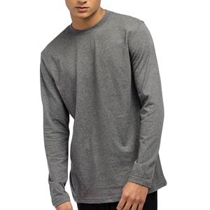T-shirt à manches longues col rond en tissu de coton de qualité avec logo imprimé personnalisé en tissu tri-mélange pour hommes - Product Image 1