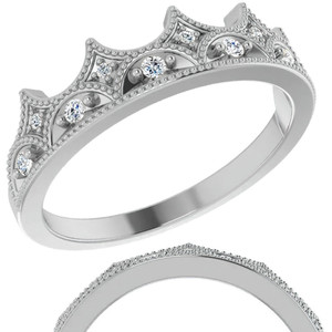 Bague Cocktail Couronne en Moissanite, Argent 925, Sertissage Pavé, Plaqué Rhodium, Perle d'Eau Douce, Tendance Femme, Coupe Ronde Brillante - Product Image 1