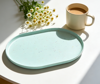 Kleurige gevlekte ovale melamine serveerschaal lichtgewicht onbreekbaar koffie fruit schaal 13,9 inch modern huishoudelijk restaurant voedsel